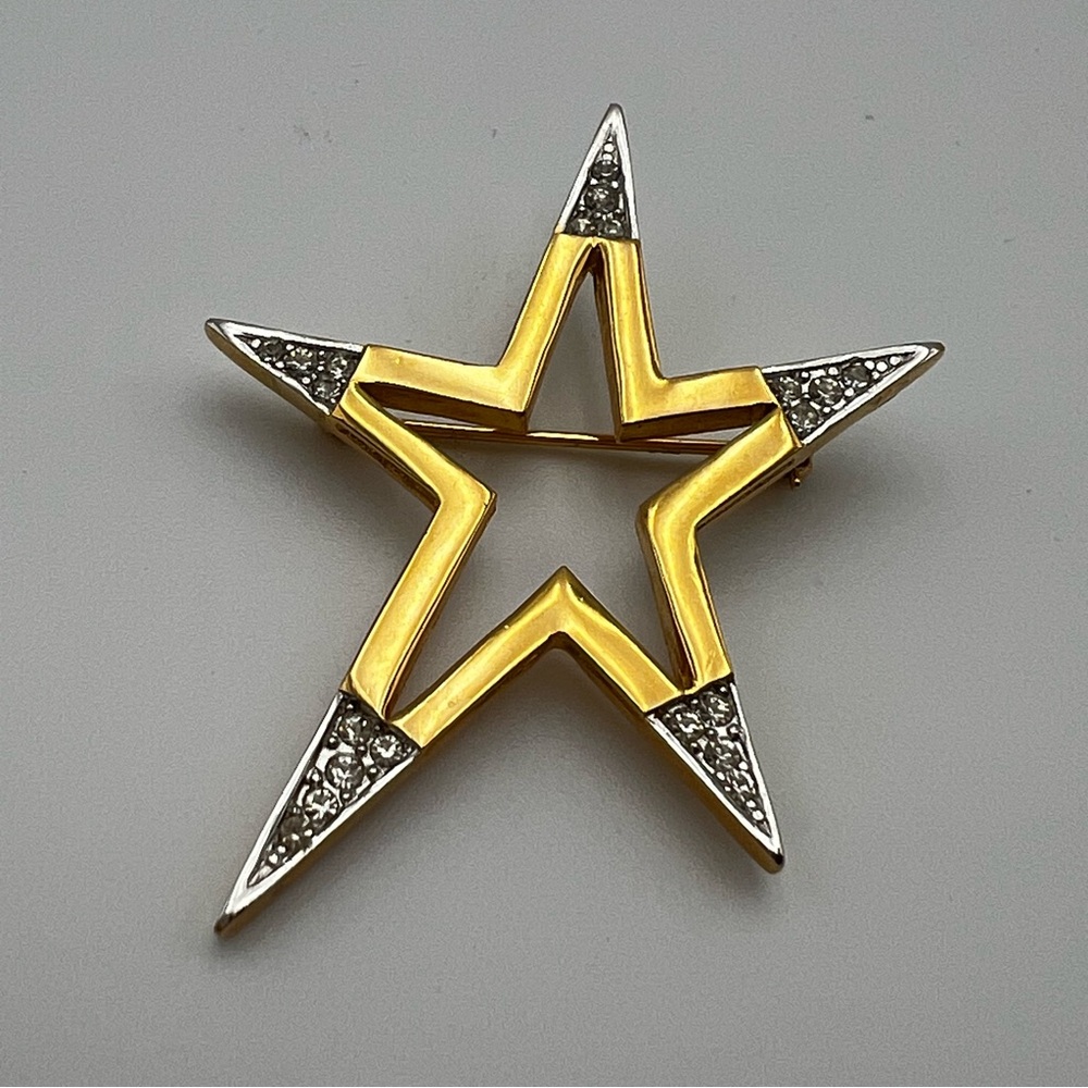 Vintage Goldtone with Rhinestones Givenchy 1979 Paris New York Star Brooch